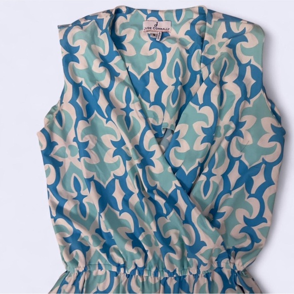 Jude Connally Aqua and White Patterned Dress - Picture 2 of 8